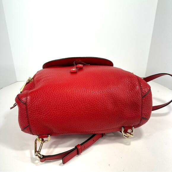 Michael Michael Kors Viv Large Convertible Pebble Leather Backpack Red Handbag - Picture 9 of 12